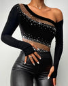 Top Frauen 2025 Frühling Neue Mode Strass Bandeau Transparenter Mesh Slim Fit Langarmshirt Sexy Enges Alltags-T-Shirt Top