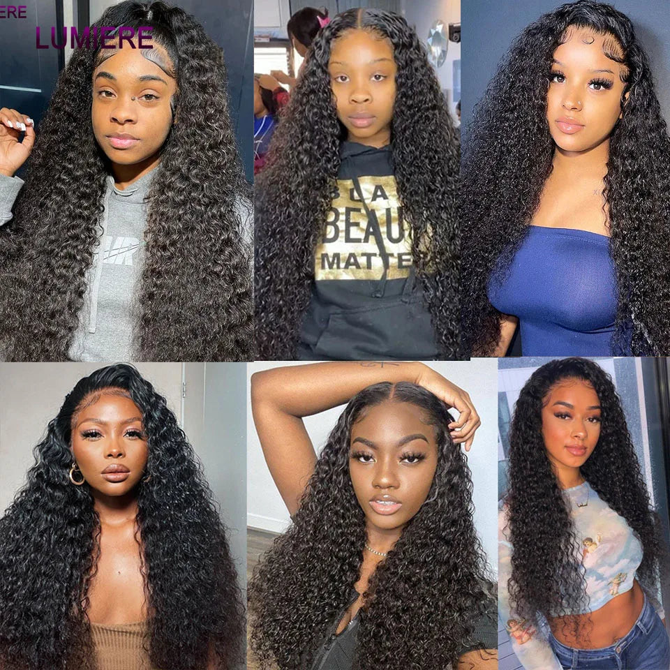 Mongolian Afro Kinky Curly Human Hair Bundles With Closure Deep Curly Hair Weave Bundles With Frontal Closure Hair Extensions