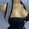 2025 Women Black Sexy Off the Shoulder Shinning Crystal Bodycon Bandage Long Dress Gloves Elegance Celebrate Evening Party Dress