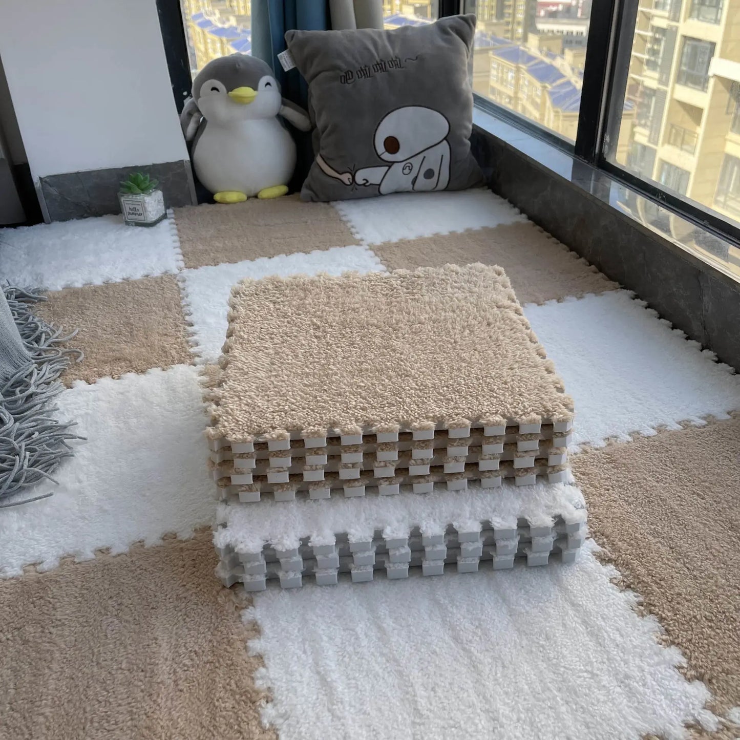 Eva-Schaumstoff-Puzzle-Teppich, weiche Plüsch-Kindermatte, Babyspielzeug, Baby-Spielmatte im Kinderzimmer, warmhaltende Spielmatte