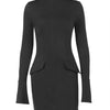 Autumn Office Lady Mini Dress Women Streetwear Long Sleeves Solid Sexy Bodycon Black Dress Casual Clubwear Elegant Party Dresses