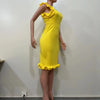 White Ruffles Dress Women Sexy Mid Length Bodycon Dresses Slim Round Neck Sleeveless Party Casual High Waist Elegant Vestidos
