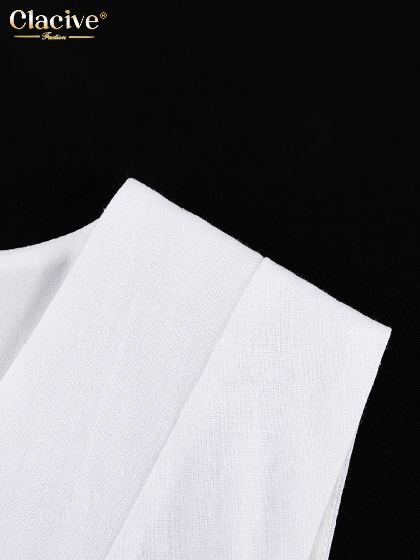 Clacive Summer White Linen Two Piece Set For Women 2023 Fashion Sleeveless Tank Top New In Matching High Waist Wide Pants Set