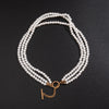 Multi-Layer White Imitation Pearl Necklace Bead  Chain Punk Ladies Wedding Short Clavicle Necklac Girl Charm Banquet Jewelry