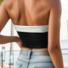 Color Block Crop Slim Tube Top Stylish Straight Neck Strapless Top For Summer Women's Clothing