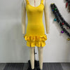 CM.YAYA Women Spaghetti Strap Sleeveless V-neck Mini Dress 2025 Summer Ruched Stacked Party Evening Night Club Chic Dresses