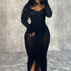 Wmstar Women Dress Long Sleeve Knitted New Fashion Elegant Bodycon Ladies Sexy Bodycon Party Long New Maxi Dresses Dropshipping