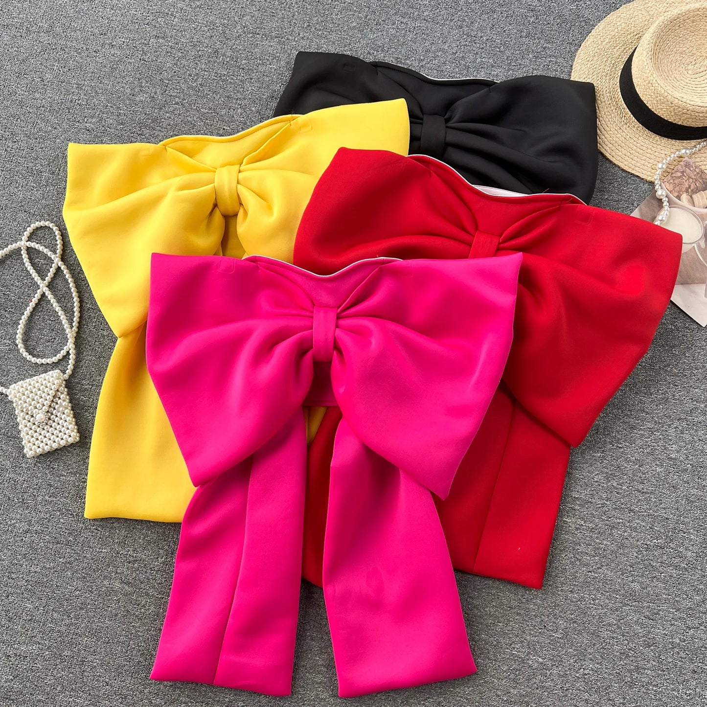 Women Hotsweet Sleeveless Sexy Zipper Chic Three-dimensional Butterfly Bow Slim Strapless Tank Top High Street Autumn Clothing