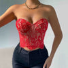 Women Floral Lace Off The Shoulder Crop Tube Top Sexy Strapless Sleeveless Bandeau Tops Y2K Going Out Night Club Party Crop Tops