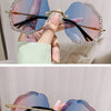 2024 New Metal Frame Flower Designer Women Trendy Fashion Cutting Lens Ladies Street Photography Woman's Shades Sunglasses