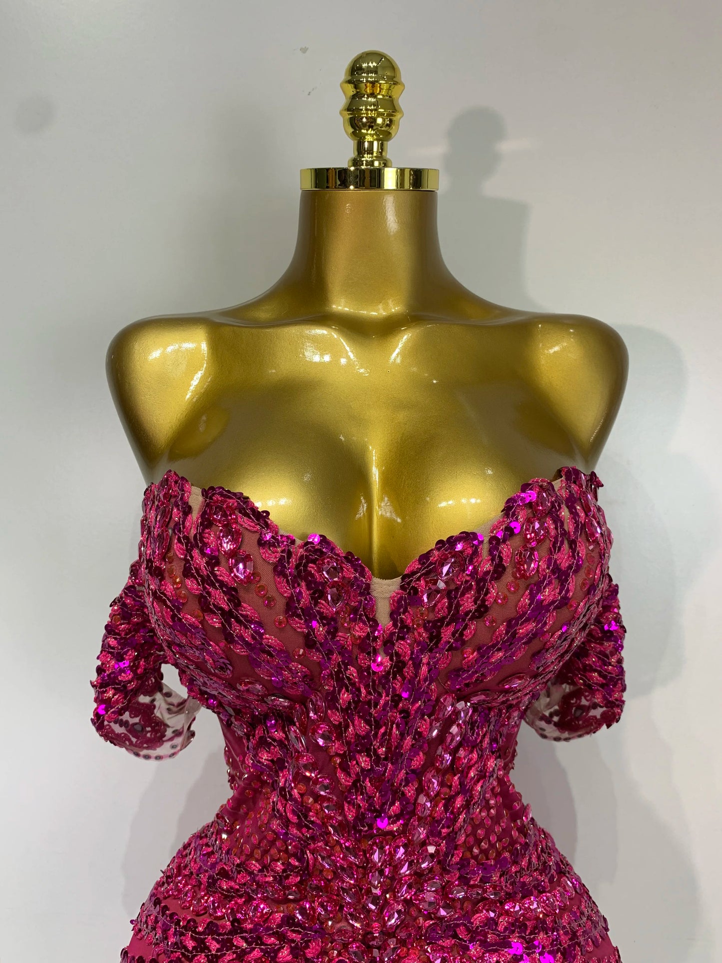 Women Sexy Sparkly Rhinestones Sequins Off The Shoulder Mesh Mini Dress Birthday Party Nightclub Dancer Stage PhotoShoot Costume