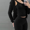 Autumn Winter Double-sided Velvet Vest 3 Piece Set For Woman's Fashion Hooded Sweatshirt Jacket Slim Pocket Trousers Female Suit