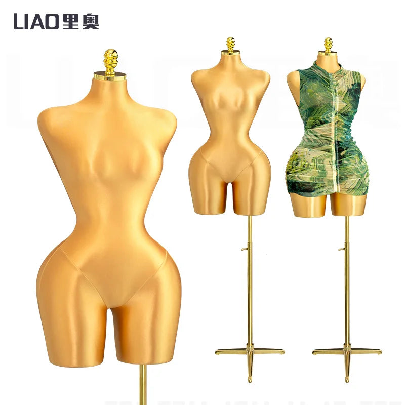 New gold plentiful female mannequins Plus size butt Dress skirt Clothing display pin able Adjustable base