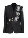 CHICEVER Solid Spliced Beading Slimming Blazer for Women Notched Collar Long Sleeve Patchwork Button Formal Coat Female Fashion
