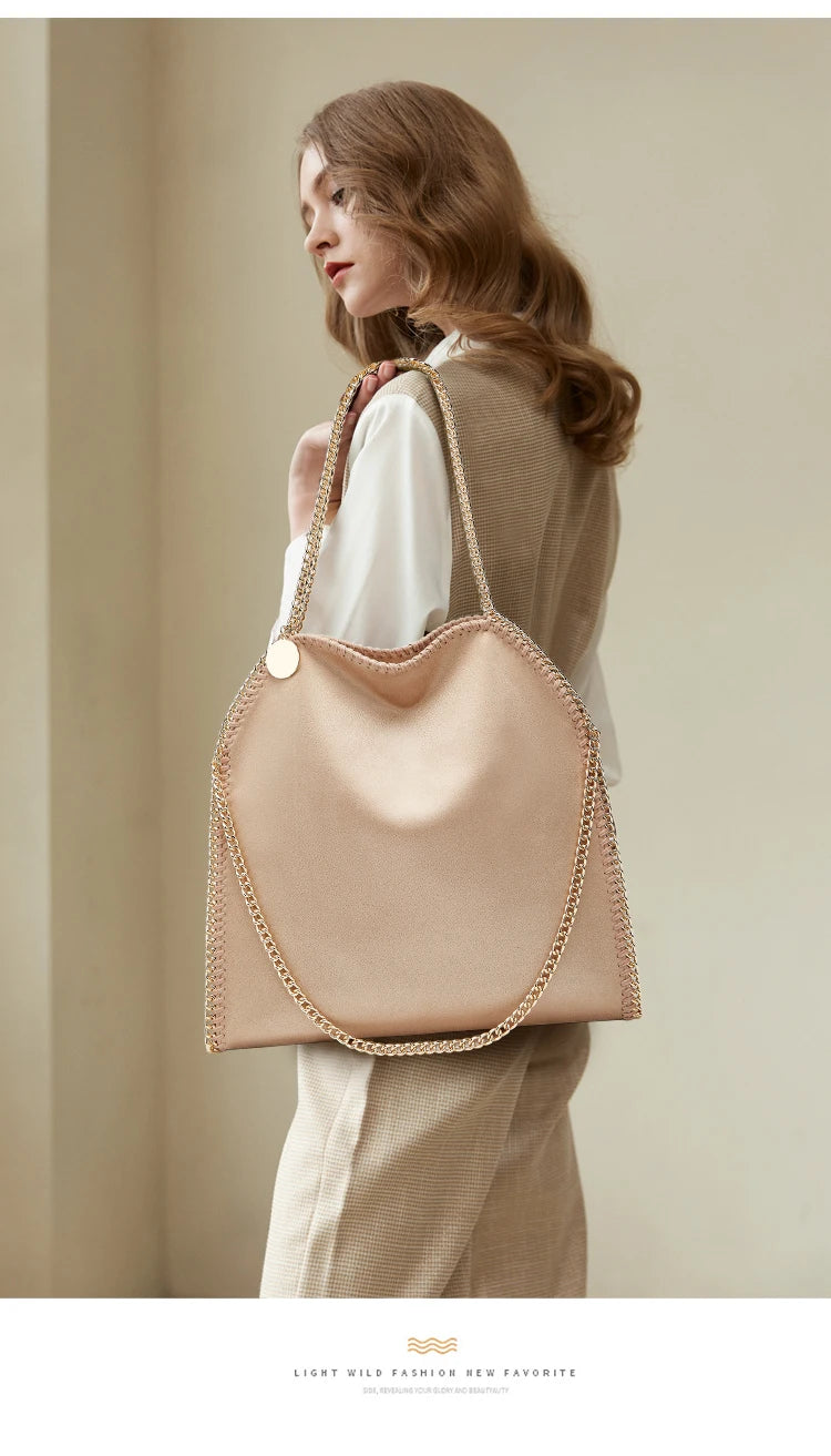 Designer's retro braided chain environmental microfiber handbag Women's new fashion multi-functional large capacity shoulder bag