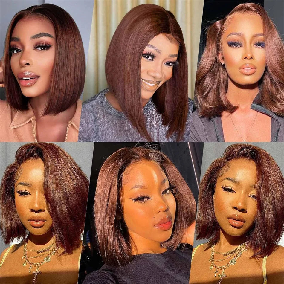 Hot Red Bob Wig 13x4 Lace Front Human Hair Wigs For Women Brazilian Bone Straight Red Colored Lace Frontal Wigs 10 12 14 16 Inch