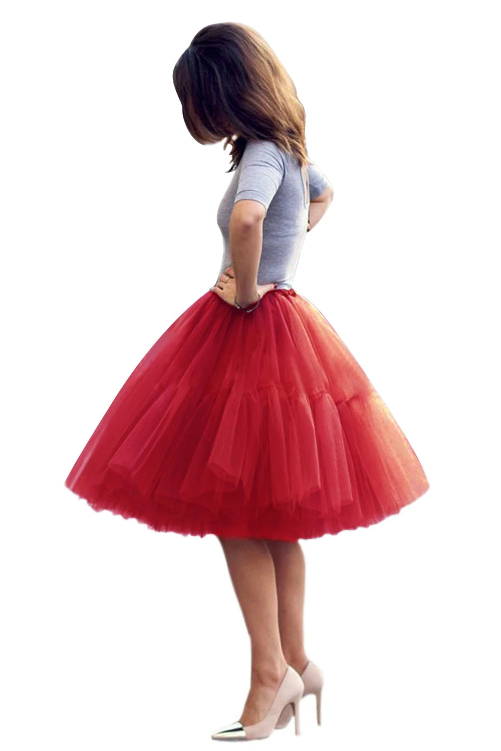 Multi-layer Tulle Tutu Skirts Fuchsia 6 Layers Fluffy Petticoat Underskirt Princess Ball Gown Women Halloween Party Skirt
