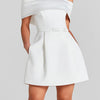 Women Belt Patchwork Short Sleeve Mini Dress, Spring Summer Fashion Slash Neck Party Dress, Solid Off The Shoulder Ladies Dress