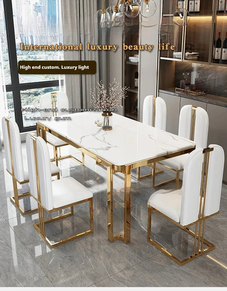 Einzigartige Luxus-Esstischstühle mit modernen Metallbeinen, rechteckiger Esstisch im platzsparenden nordischen Design, Mesa De Comedor Möbel