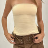 Women Tube Tops Solid Color Strapless Slit Tank Tops Summer  Bandeau Cropped Tops Streetwear 2024 New
