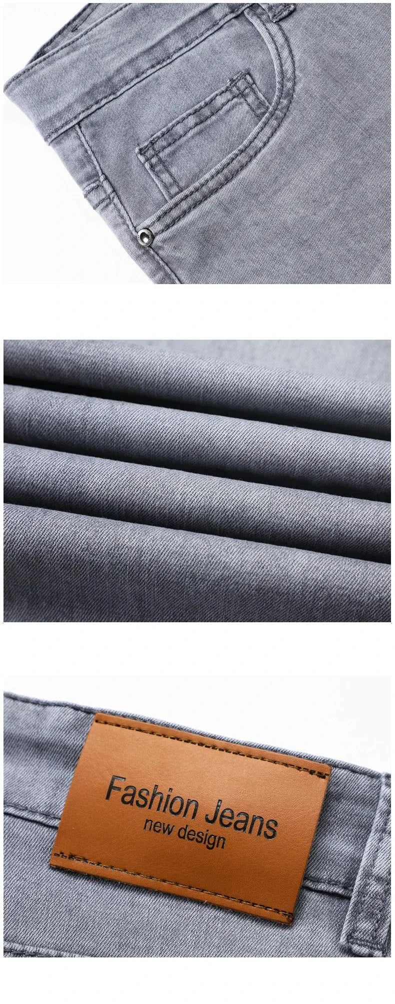 Sommer elastische Herrenjeans Mode Grau Bequeme Business Straight Stretch Baumwolle Casual Denim Hose Marke Männliche Dünne Hosen