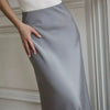 Wolfeel Freizeit Satin Damenrock Frühling Sommer Mode Locker Hoher Bund Maxi Röcke Elegant Einfacher Satin-Fischschwanzrock