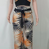 Women Fashion Print Halter V-Neck Short Tank Suit Tops Long Pants Matching Set Summer Casual Female Slim Pants Two Piece Sets