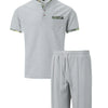 2025 Men Europe and the United States new summer Waffle solid color zip-up lapel short-sleeve suit shorts two sets