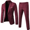 1 Set Stylish Formal Suit Temperament Men Pants Turndown Collar Pure Color One Button Suit Set Daily Wear