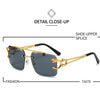 KAMMPT Vintage Rimless Sunglasses Men Women Fashion Oversized Square Shades Eyewear New Double Bridge Gradient UV400 Sun Glasses