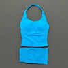2 Pieces Sports Set Women Backless Halter Tops High Waist Seamless Hight Stretch Shorts Gym Suit Sportswear Workout Sets
