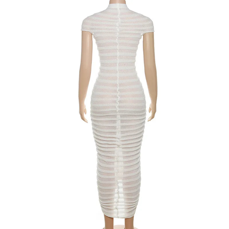 Gestricktes langes weißes Kleid Damen Bodycon Cocktail Abendkleider Damen Sommer Elegant Luxus Maxi Strick Sexy Party schwarze Kleider