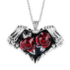 Romantische herzförmige Rosen-Anhänger-Halskette mit roten und weißen Strasssteinen, Damenhalskette, exquisiter Schmuck, Valentinstagsgeschenke