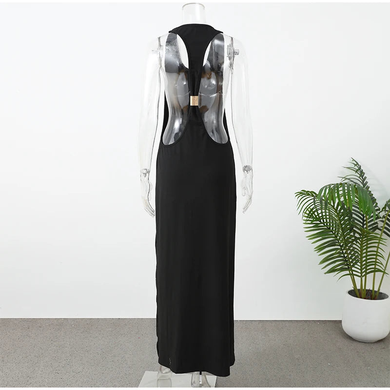 Halter Deep V Backless Long Dress Women Open Back Spaghetti Strap Elegant Party Evening Gown Summer Vacation Beach Dresses 2026