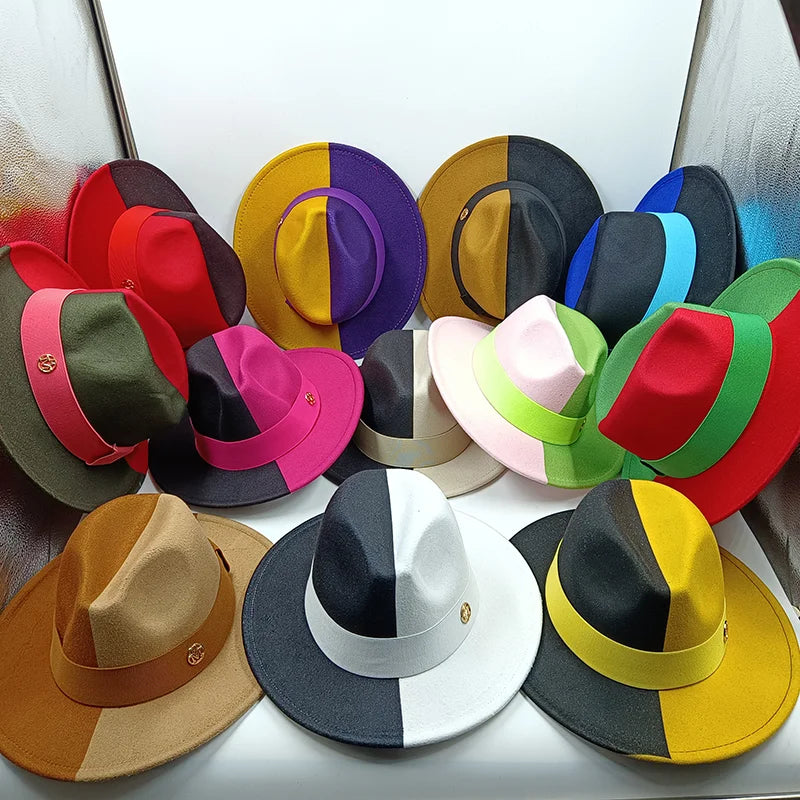 Low price wholesale Fedora hats men's and women's jazz hats red and white new tie dyed Fedora hats autumn classic hats sombrero