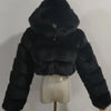 High Quality Furry Cropped Faux Fur Coats and Jackets Women Fluffy Top Coat With Hooded Winter Fur Jacket Manteau Femme