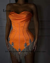 LIVANKA Glittering A-line Bodycon Homecoming Dresses for Teen Sweetheart Corset Pleated Tassel Cocktail Party Gown Customized