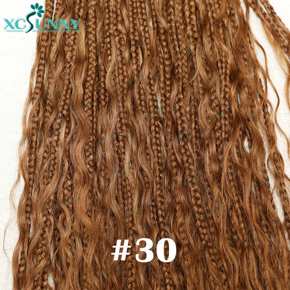 Crochet Braids Echthaar vorgeflochten Boho Box Braid Häkelzöpfe Echthaar vorgeflechtet mit lockigen Enden 100 Strähnen Farbe 30 27