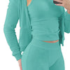 Autumn Winter Double-sided Velvet Vest 3 Piece Set For Woman's Fashion Hooded Sweatshirt Jacket Slim Pocket Trousers Female Suit