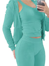 Autumn Winter Double-sided Velvet Vest 3 Piece Set For Woman's Fashion Hooded Sweatshirt Jacket Slim Pocket Trousers Female Suit
