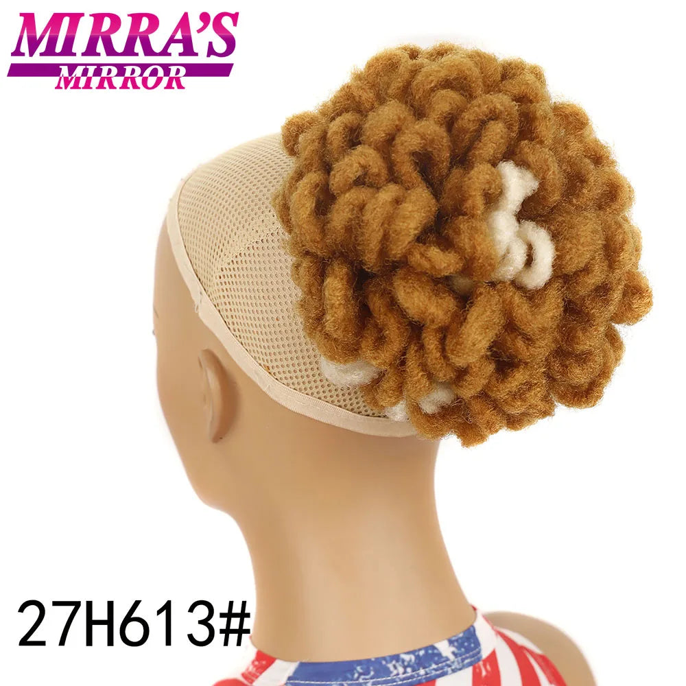 Synthetic Afro Puff Drawstring Ponytail Hair Bun 10 Inch Short Afro Kinkys Curly Afro Bun Extension Hairpieces Large Size