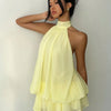 Women's Vacation Slim Fit Fashion Sexy Backless Halter Tie Waist Versatile Solid Color Dress, Stylish and Comfortable Summer