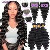 15A Loose Deep Wave Bundle With HD Closure 4X4 5x5 6x6 100% Virgin Brazilian Hair Weave Bundles 3/4 Bundle Deal  8-40" Wholeasle