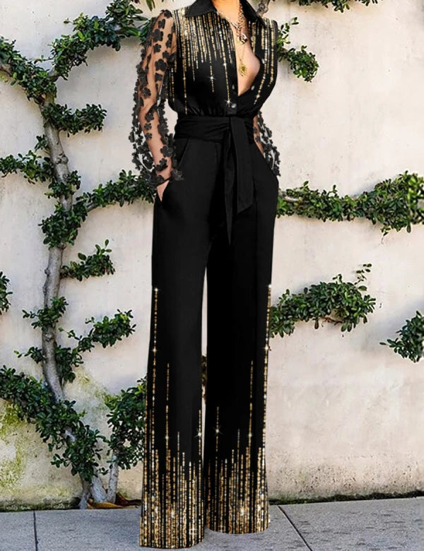 Damen Jumpsuits 2024 Neu Frühjahr/Sommer Mode Vielseitig Sexy Spitze Patchwork Schlaghose Locker Y2k Jumpsuits für Damen Streetwear