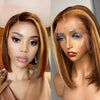 Highlight Perücken Echthaar Straight Bob Perücke 4/27 Ombre 13x4 Lace Front Echthaar Perücke 100% Remy Haar vorgezupft Transparente Spitze