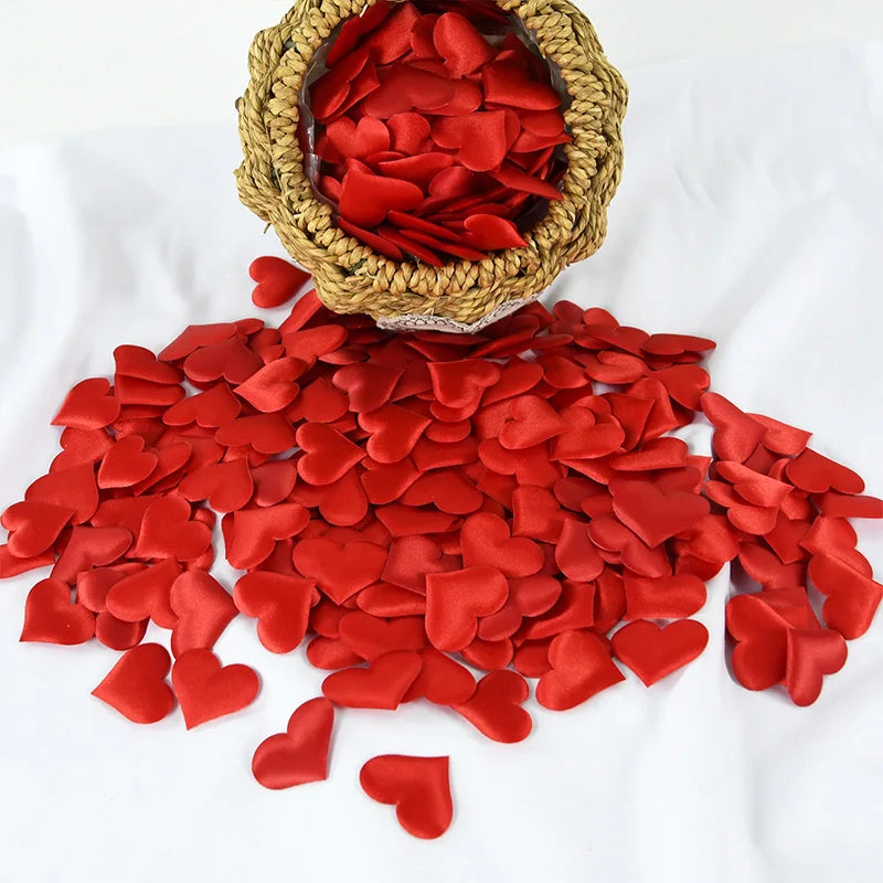 100/200 Stück künstliche Liebe Herz Blütenblätter Valentinstag Hochzeit Party Konfetti Blütenblätter Schwamm Satin Stoff Tisch Bett Dekorationen