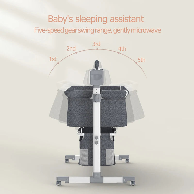Babybett Babywiege Neugeborenen Beistellbett Tragbares Reisebett mit Moskitonetz Schlafwiege Baby Schaukelbett