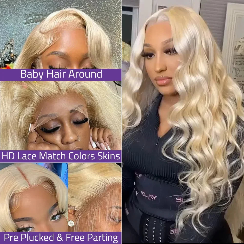 613 Blonde Body Wave 13x6 HD Lace Frontal Human Hair Wigs 38 40 Inches Honey Colored Lace Closure Front Wig For Black Women