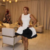 Pretty Puffy Black Short Women Dresses With Delicate 3D Handmade Flower Details Birthday Holiday Party Dress