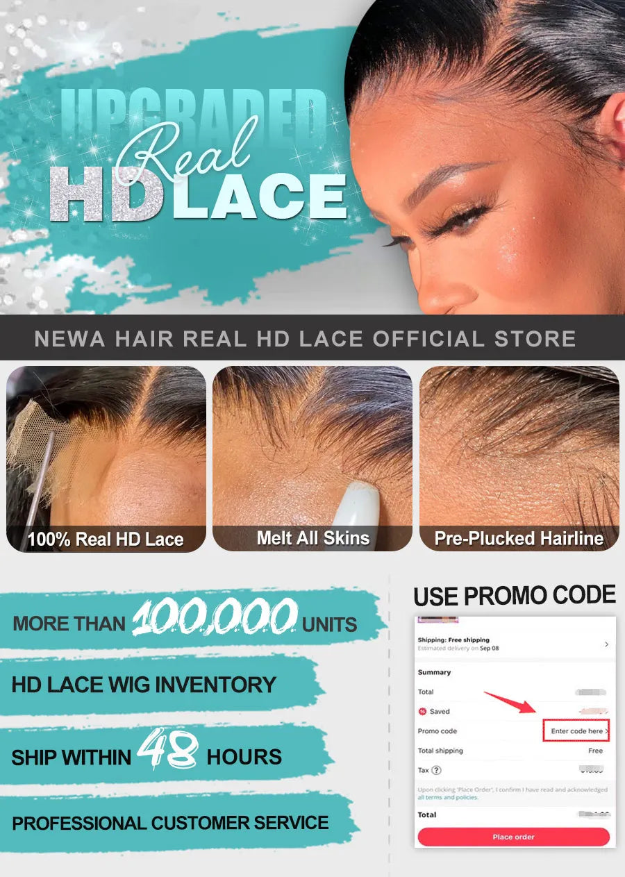 Newa Hair Human Hair HD Lace Wig With Bangs 5x5/7x5 HD Lace Closure Wig Natural Black Glueless Wigs Pre Plucked HD WIG For Women